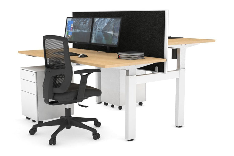 Just Right Height Adjustable 2 Person H-Bench Workstation - White Frame [1200L x 700W] Jasonl 