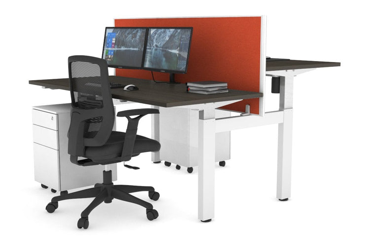 Just Right Height Adjustable 2 Person H-Bench Workstation - White Frame [1200L x 700W] Jasonl 