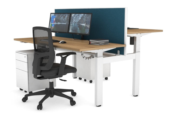 Just Right Height Adjustable 2 Person H-Bench Workstation - White Frame [1200L x 700W] Jasonl 