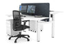 Just Right Height Adjustable 2 Person H-Bench Workstation - White Frame [1600L x 700W] - Thumbnail 9 