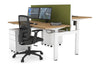 Just Right Height Adjustable 2 Person H-Bench Workstation - White Frame [1600L x 700W] - Thumbnail 65 