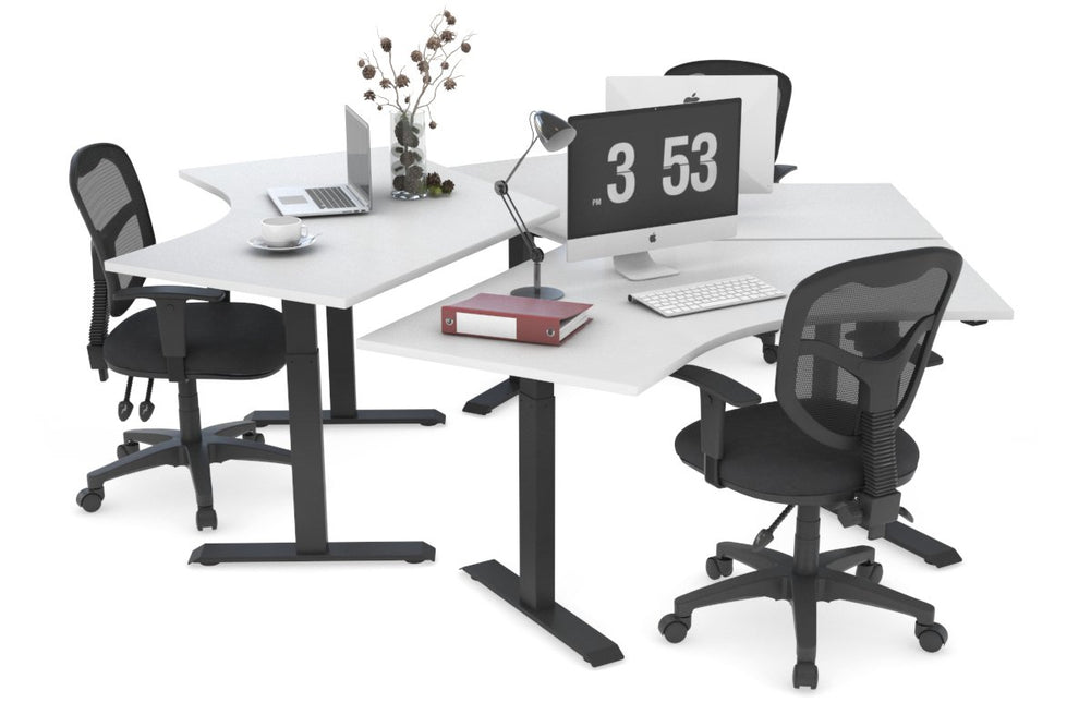 Just Right Height Adjustable 3 Person 120 Degree Workstation-black none 