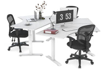Just Right Height Adjustable 3 Person 120 Degree Workstation