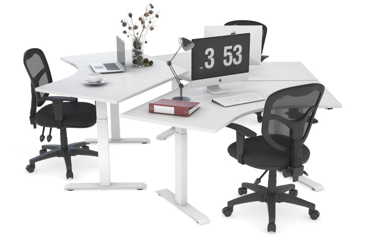 Just Right Height Adjustable 3 Person 120 Degree Workstation Jasonl white none 