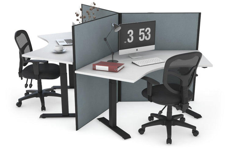 Just Right Height Adjustable 3 Person 120 Degree Workstation Jasonl black cool grey (1200H x 1200W) 