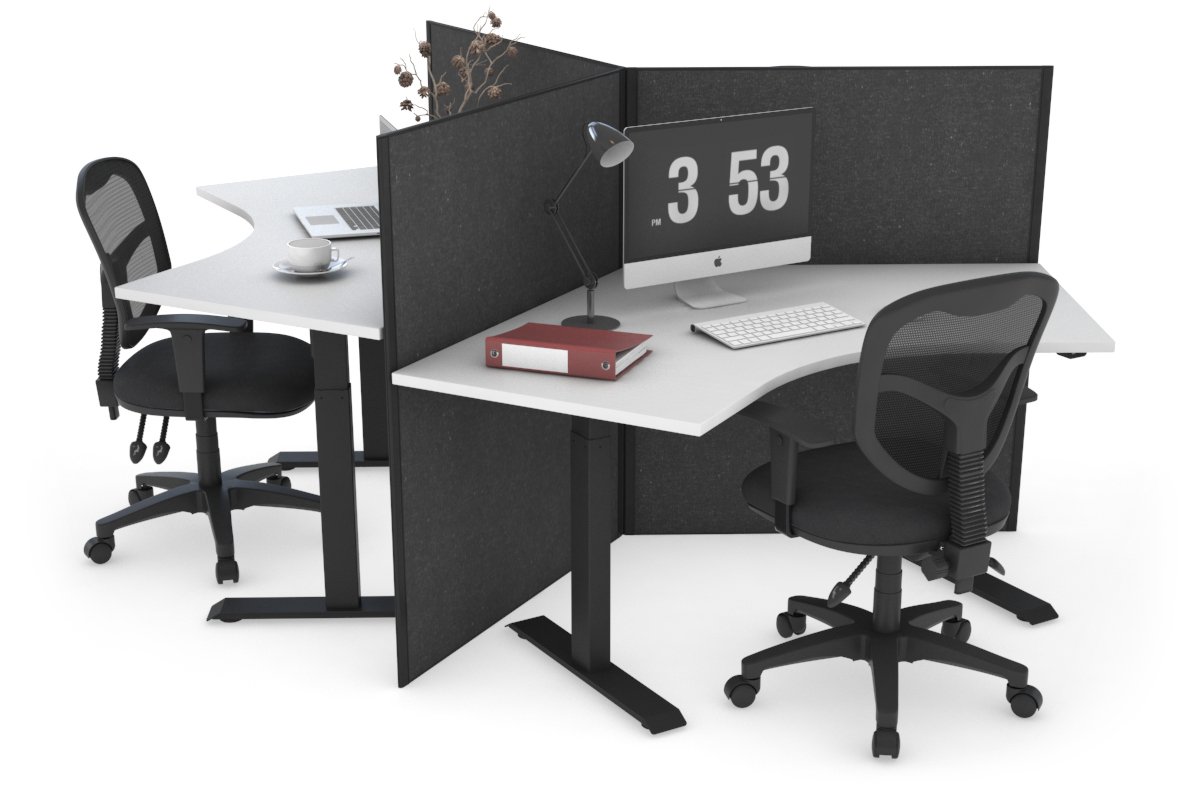 Just Right Height Adjustable 3 Person 120 Degree Workstation Jasonl black moody charcoal (1200H x 1200W) 
