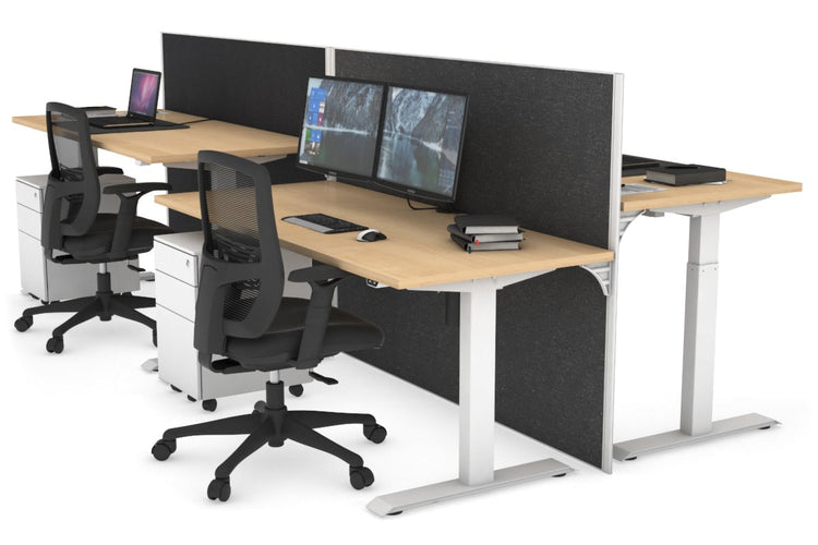 Just Right Height Adjustable 4 Person Bench Workstation [1200L x 700W] Jasonl white leg maple moody charchoal (1200H x 1200W)