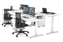  - Just Right Height Adjustable 4 Person Bench Workstation [1200L x 800W with Cable Scallop] - 1