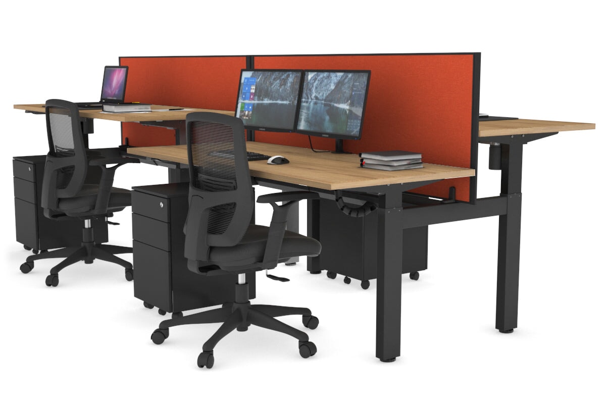 Just Right Height Adjustable 4 Person H-Bench Workstation - Black Frame [1200L x 700W] Jasonl 