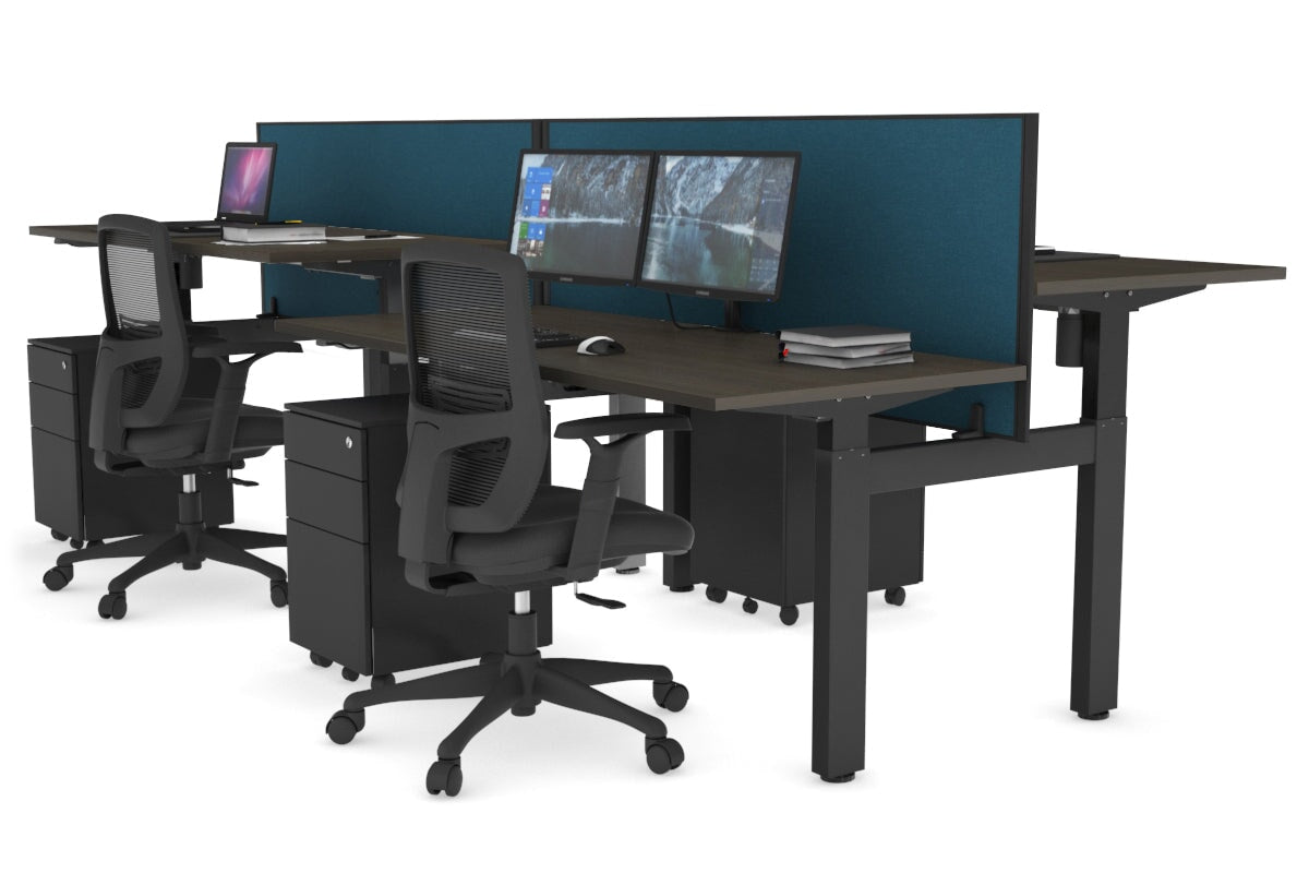 Just Right Height Adjustable 4 Person H-Bench Workstation - Black Frame [1200L x 700W] Jasonl 