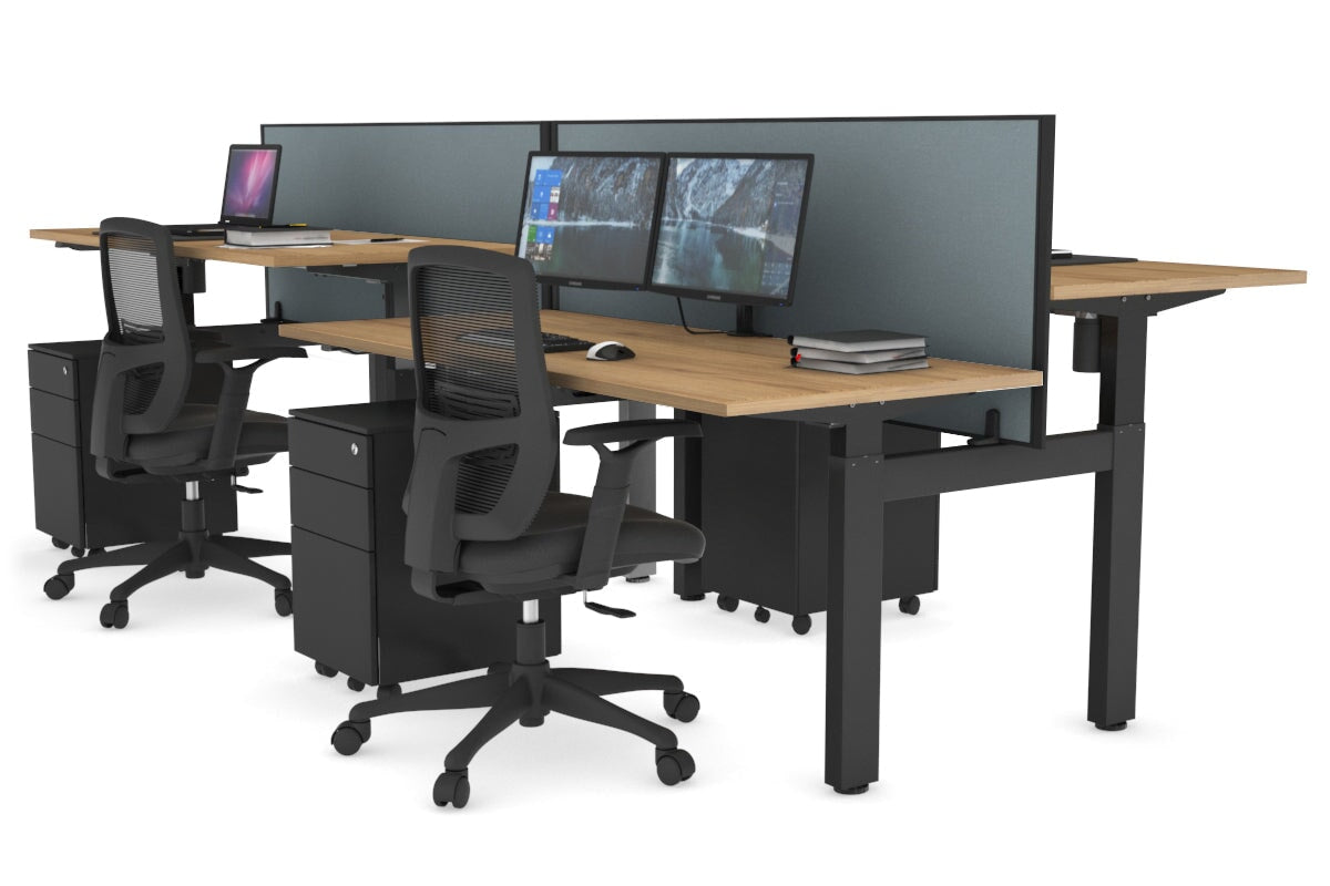 Just Right Height Adjustable 4 Person H-Bench Workstation - Black Frame [1200L x 700W] Jasonl 