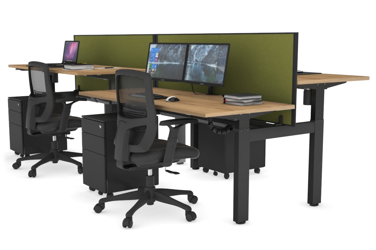 Just Right Height Adjustable 4 Person H-Bench Workstation - Black Frame [1200L x 700W] Jasonl 