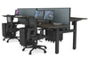 Just Right Height Adjustable 4 Person H-Bench Workstation - Black Frame [1200L x 700W] - Thumbnail 131 
