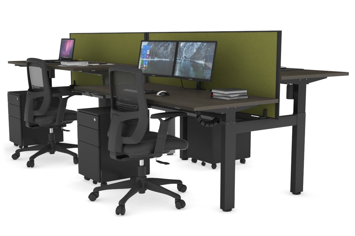 Just Right Height Adjustable 4 Person H-Bench Workstation - Black Frame [1200L x 700W] Jasonl 