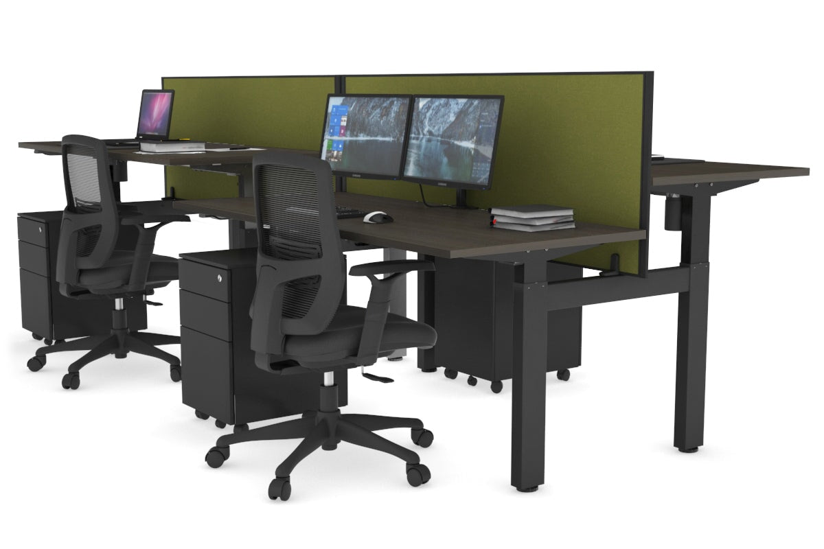 Just Right Height Adjustable 4 Person H-Bench Workstation - Black Frame [1200L x 700W] Jasonl 