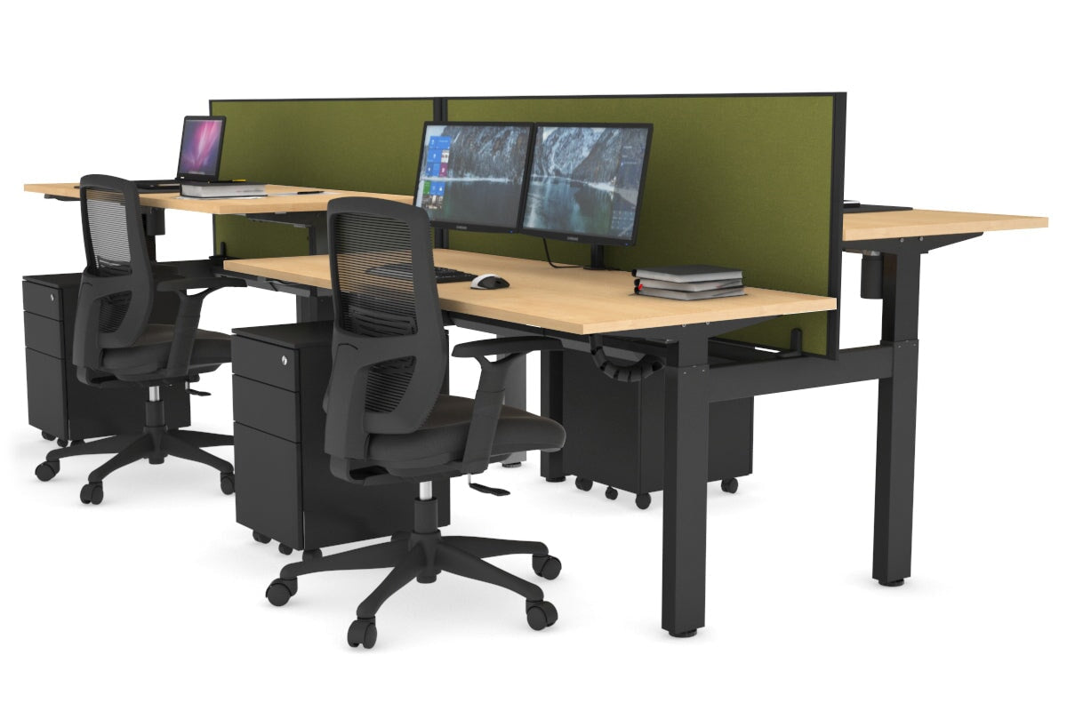 Just Right Height Adjustable 4 Person H-Bench Workstation - Black Frame [1200L x 700W] Jasonl 
