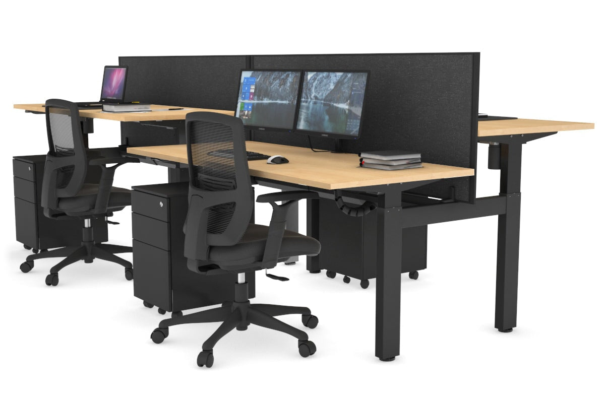 Just Right Height Adjustable 4 Person H-Bench Workstation - Black Frame [1200L x 700W] Jasonl 