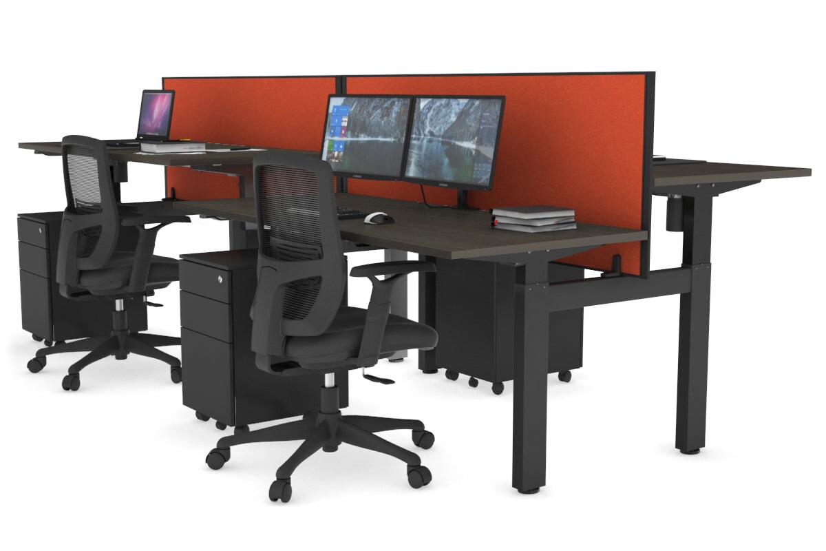 Just Right Height Adjustable 4 Person H-Bench Workstation - Black Frame [1200L x 700W] Jasonl 