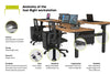 Just Right Height Adjustable 4 Person H-Bench Workstation - Black Frame [1200L x 700W] - Thumbnail 4 