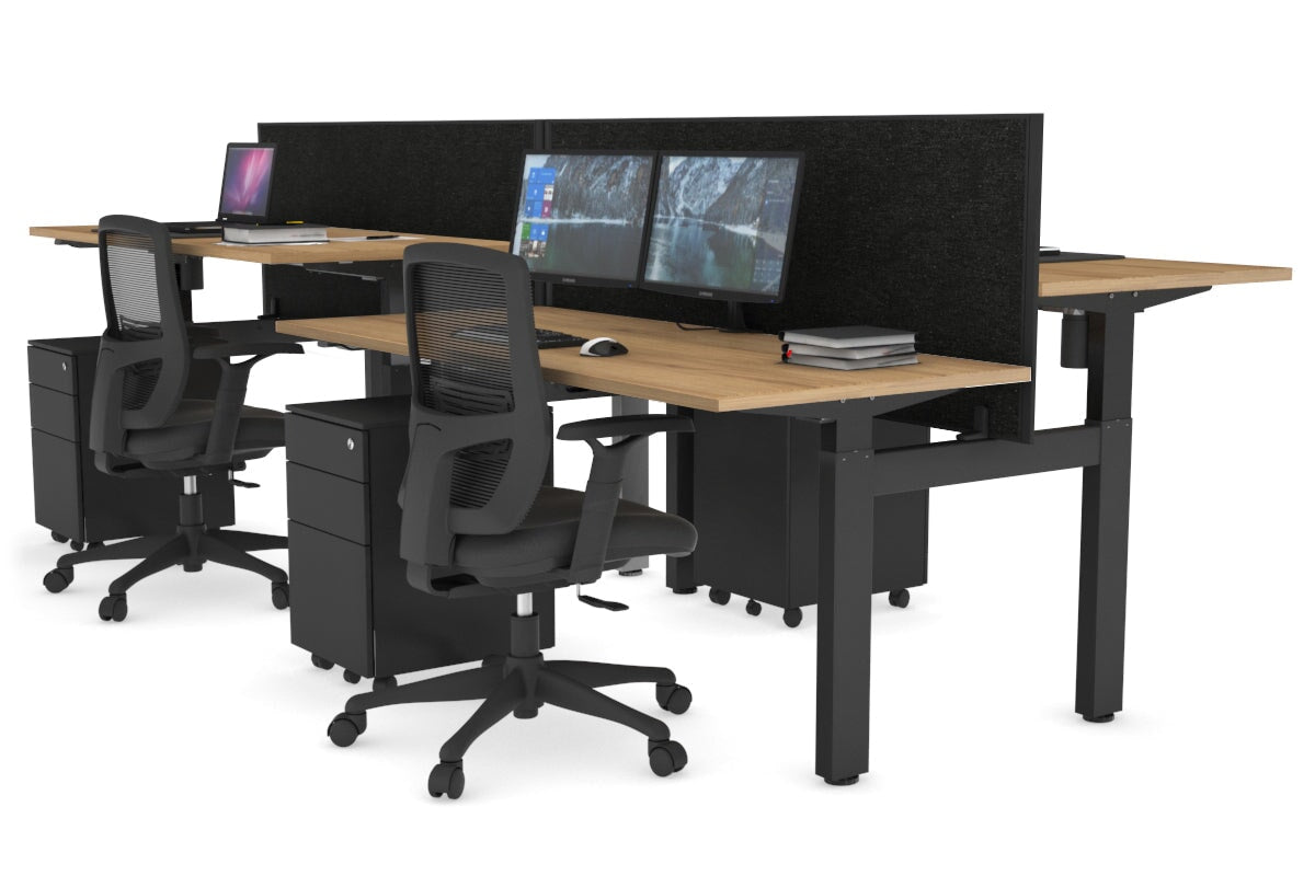 Just Right Height Adjustable 4 Person H-Bench Workstation - Black Frame [1200L x 700W] Jasonl 