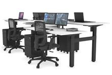  - Just Right Height Adjustable 4 Person H-Bench Workstation - Black Frame [1600L x 700W] - 1