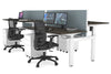 Just Right Height Adjustable 4 Person H-Bench Workstation - White Frame [1200L x 700W] - Thumbnail 131 