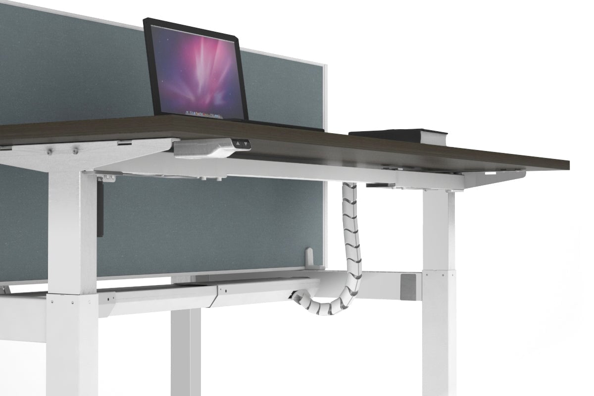 Just Right Height Adjustable 4 Person H-Bench Workstation - White Frame [1200L x 700W] Jasonl 