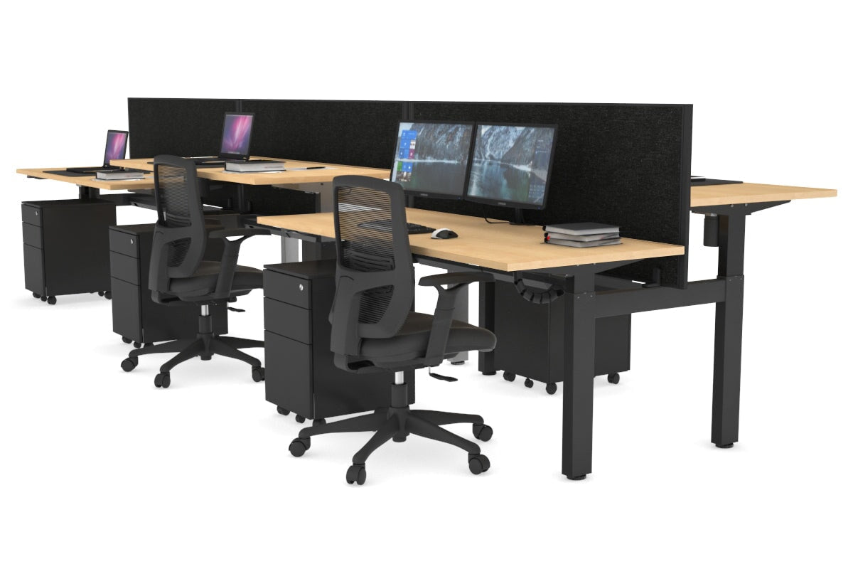 Just Right Height Adjustable 6 Person H-Bench Workstation - Black Frame [1200L x 700W] Jasonl 
