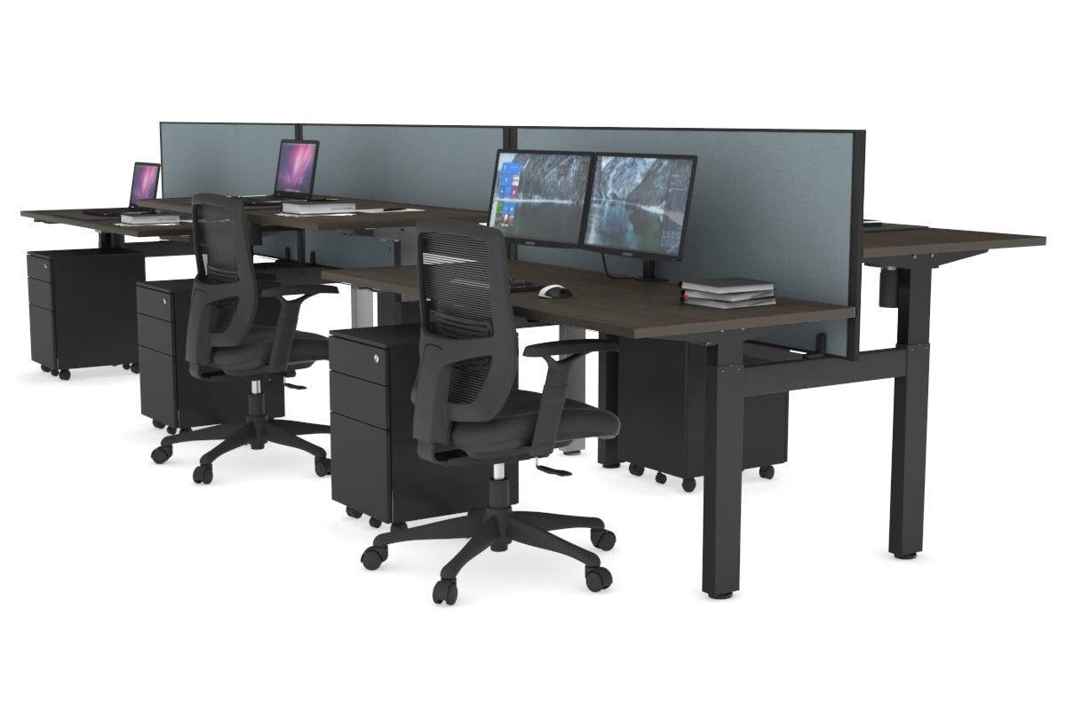 Just Right Height Adjustable 6 Person H-Bench Workstation - Black Frame [1200L x 700W] Jasonl 