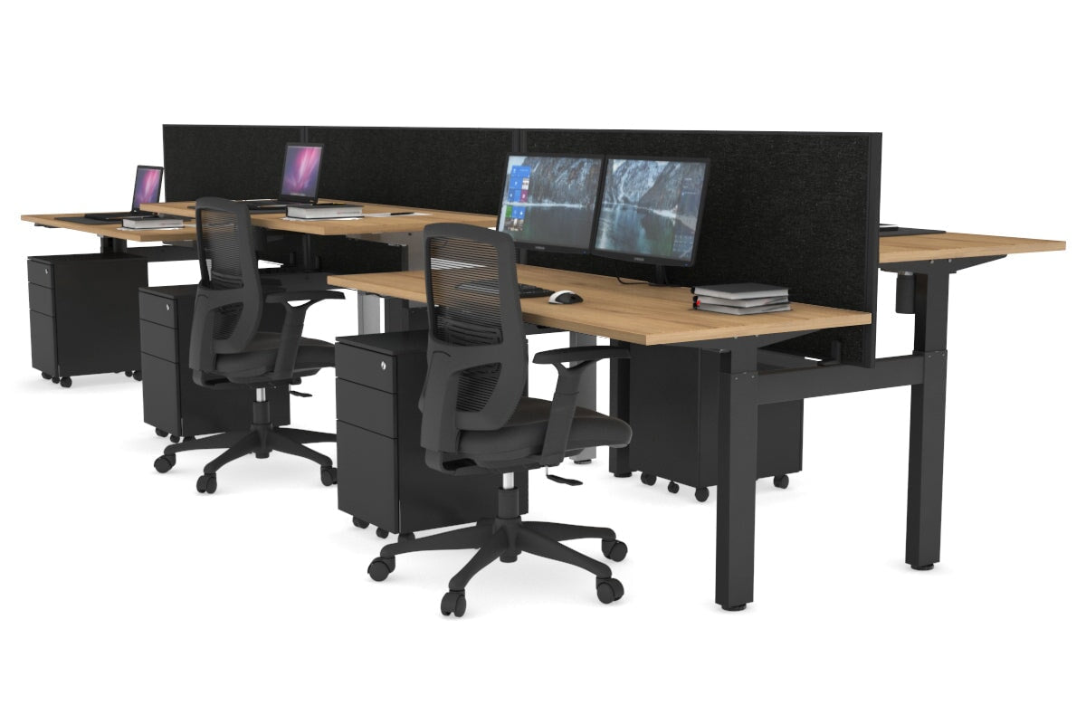 Just Right Height Adjustable 6 Person H-Bench Workstation - Black Frame [1200L x 700W] Jasonl 