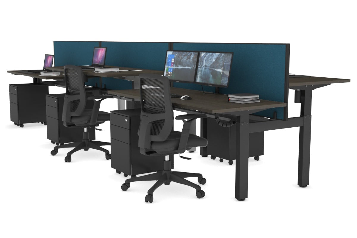 Just Right Height Adjustable 6 Person H-Bench Workstation - Black Frame [1200L x 700W] Jasonl 