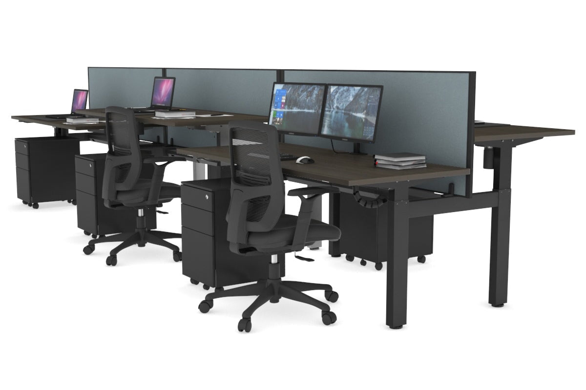 Just Right Height Adjustable 6 Person H-Bench Workstation - Black Frame [1200L x 700W] Jasonl 