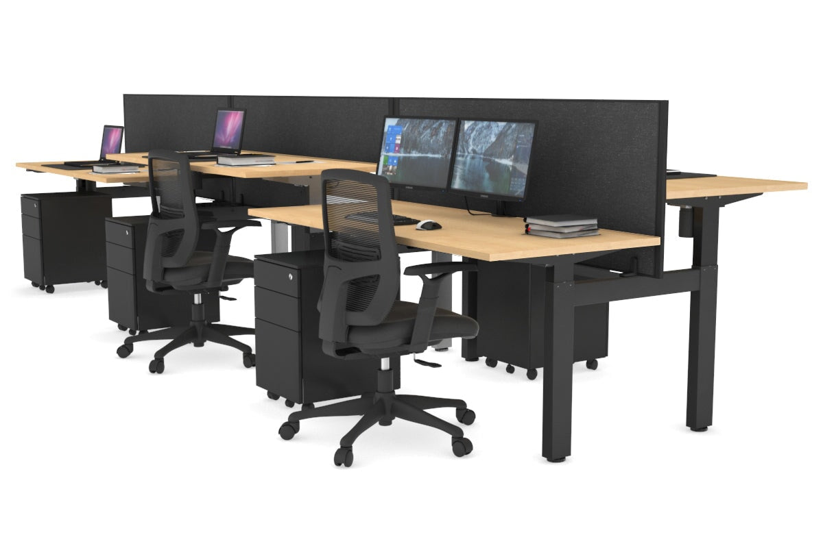 Just Right Height Adjustable 6 Person H-Bench Workstation - Black Frame [1200L x 700W] Jasonl 