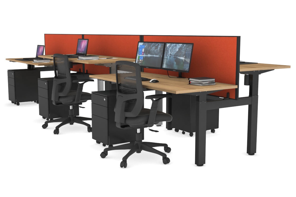 Just Right Height Adjustable 6 Person H-Bench Workstation - Black Frame [1200L x 700W] Jasonl 