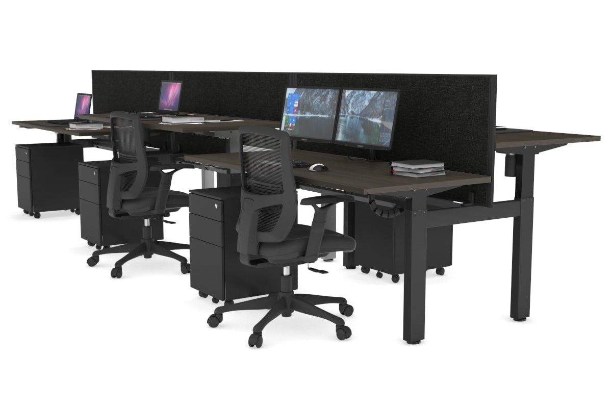 Just Right Height Adjustable 6 Person H-Bench Workstation - Black Frame [1200L x 700W] Jasonl 