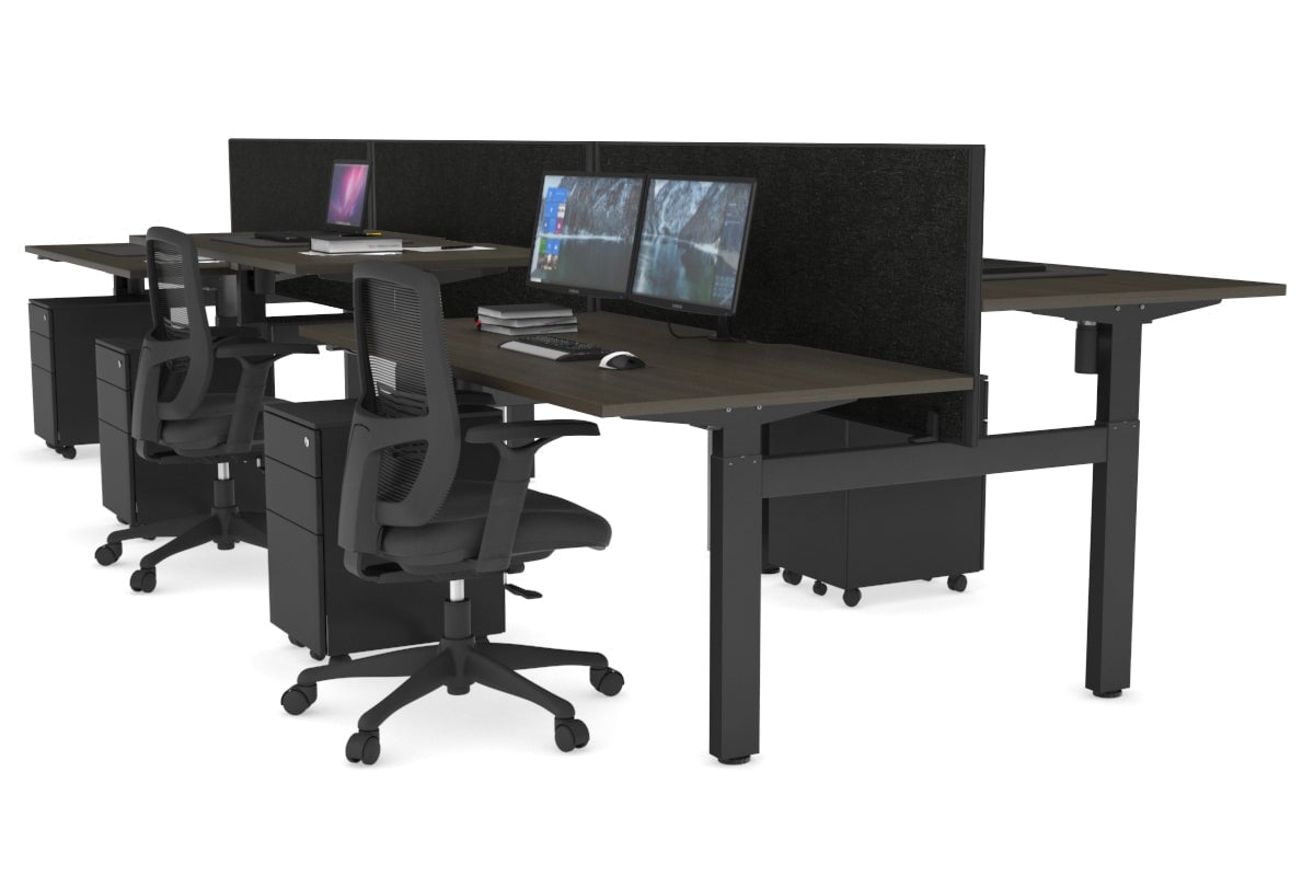 Just Right Height Adjustable 6 Person H-Bench Workstation - Black Frame [1200L x 800W with Cable Scallop] Jasonl 