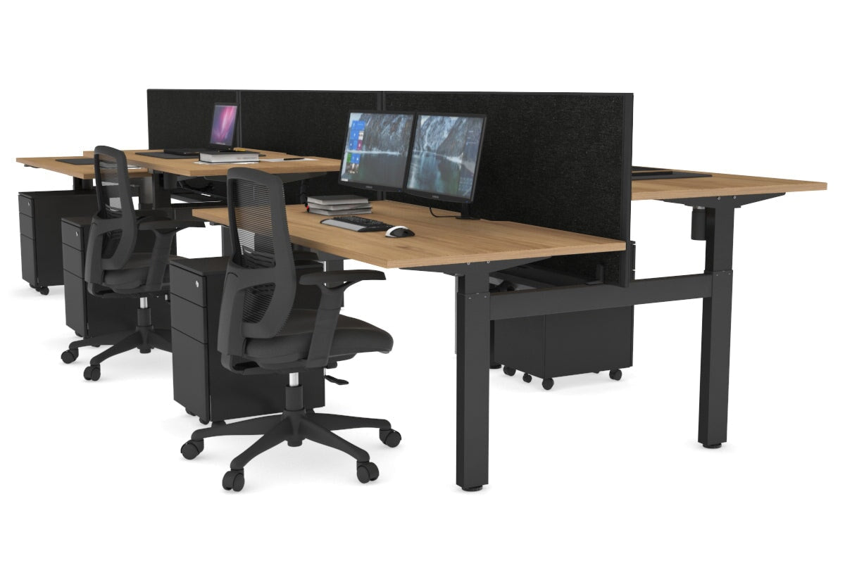 Just Right Height Adjustable 6 Person H-Bench Workstation - Black Frame [1200L x 800W with Cable Scallop] Jasonl 