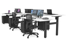  - Just Right Height Adjustable 6 Person H-Bench Workstation - Black Frame [1400L x 700W] - 1