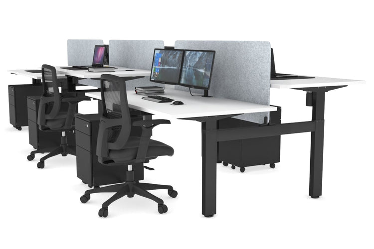 Just Right Height Adjustable 6 Person H-Bench Workstation - Black Frame [1400L x 800W with Cable Scallop] Jasonl white light grey echo panel (820H x 1200W) none