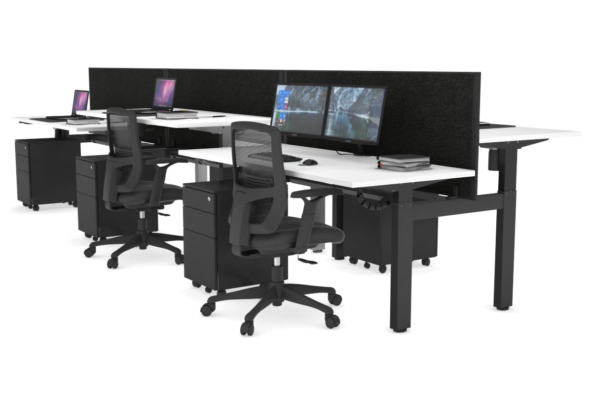 Just Right Height Adjustable 6 Person H-Bench Workstation - Black Frame [1600L x 700W] Jasonl 