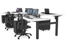  - Just Right Height Adjustable 6 Person H-Bench Workstation - Black Frame [1600L x 800W with Cable Scallop] - 1