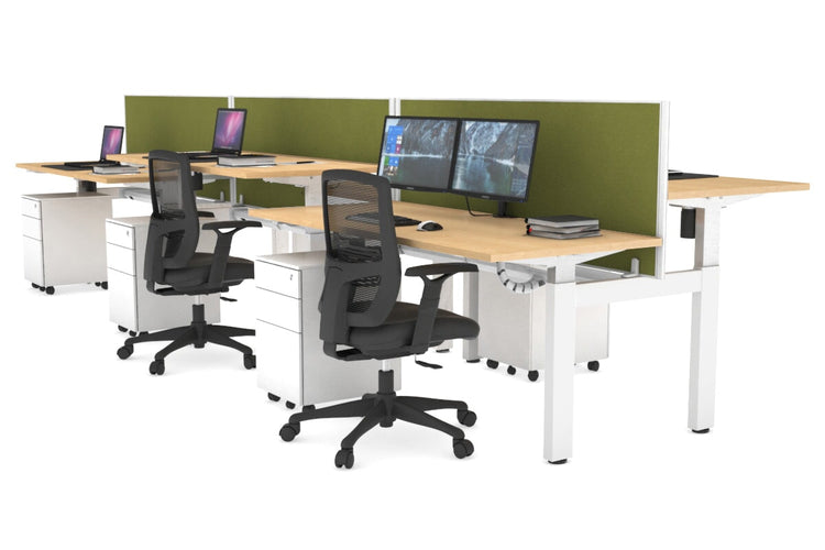 Just Right Height Adjustable 6 Person H-Bench Workstation - White Frame [1200L x 700W] Jasonl 