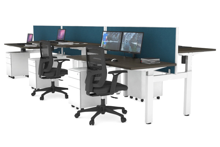 Just Right Height Adjustable 6 Person H-Bench Workstation - White Frame [1200L x 700W] Jasonl 