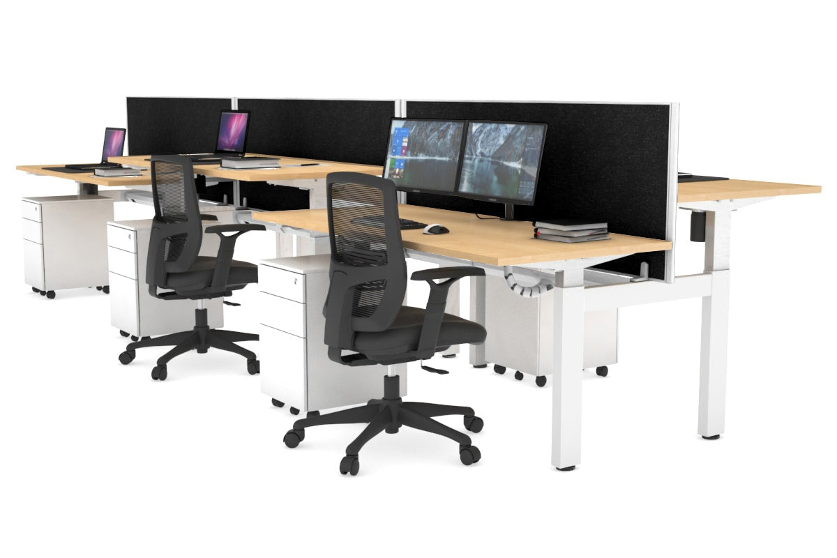 Just Right Height Adjustable 6 Person H-Bench Workstation - White Frame [1200L x 700W] Jasonl 