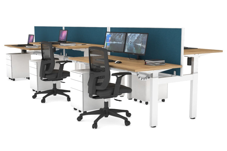 Just Right Height Adjustable 6 Person H-Bench Workstation - White Frame [1200L x 700W] Jasonl 