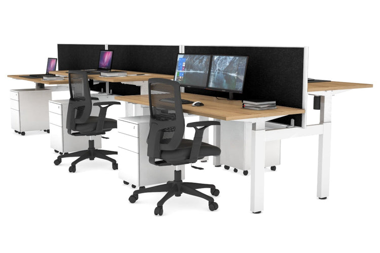 Just Right Height Adjustable 6 Person H-Bench Workstation - White Frame [1200L x 700W] Jasonl 