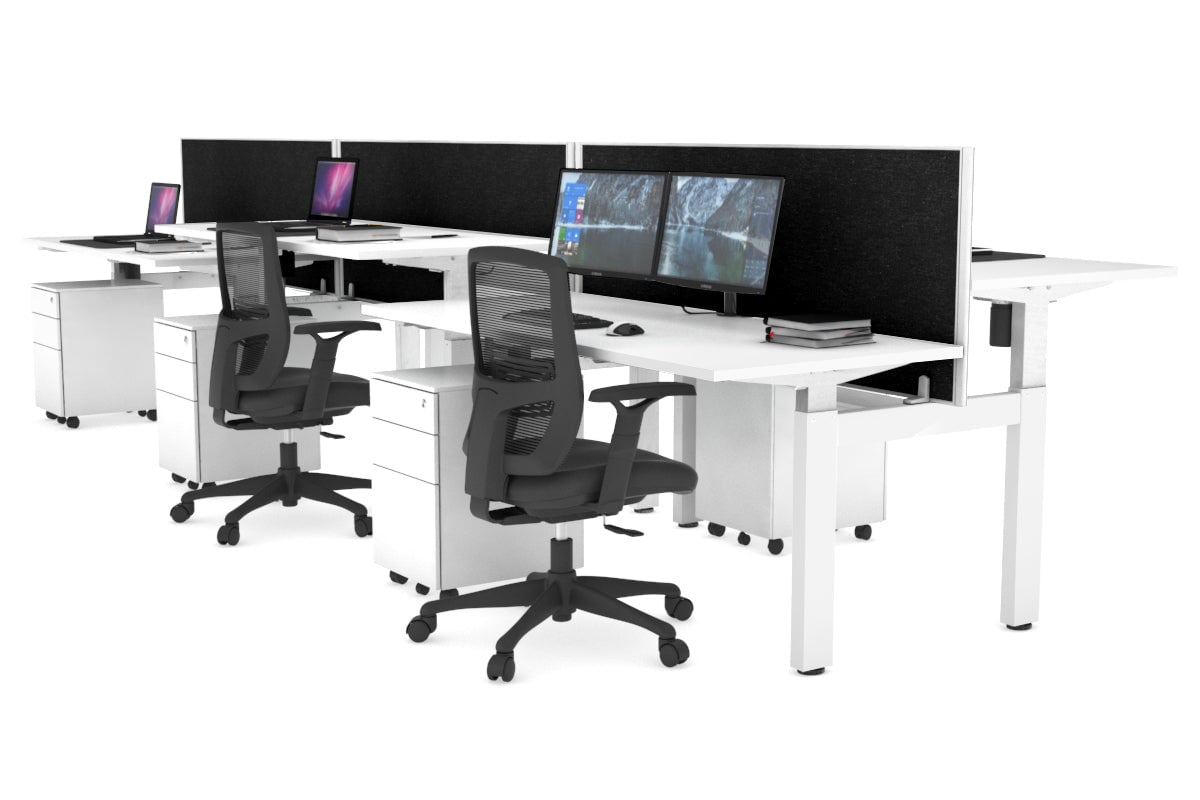 Just Right Height Adjustable 6 Person H-Bench Workstation - White Frame [1200L x 700W] Jasonl 