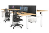 Just Right Height Adjustable 6 Person H-Bench Workstation - White Frame [1200L x 800W with Cable Scallop] - Thumbnail 48 