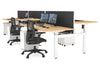 Just Right Height Adjustable 6 Person H-Bench Workstation - White Frame [1200L x 800W with Cable Scallop] - Thumbnail 49 
