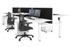 Just Right Height Adjustable 6 Person H-Bench Workstation - White Frame [1200L x 800W with Cable Scallop] - Thumbnail 14 